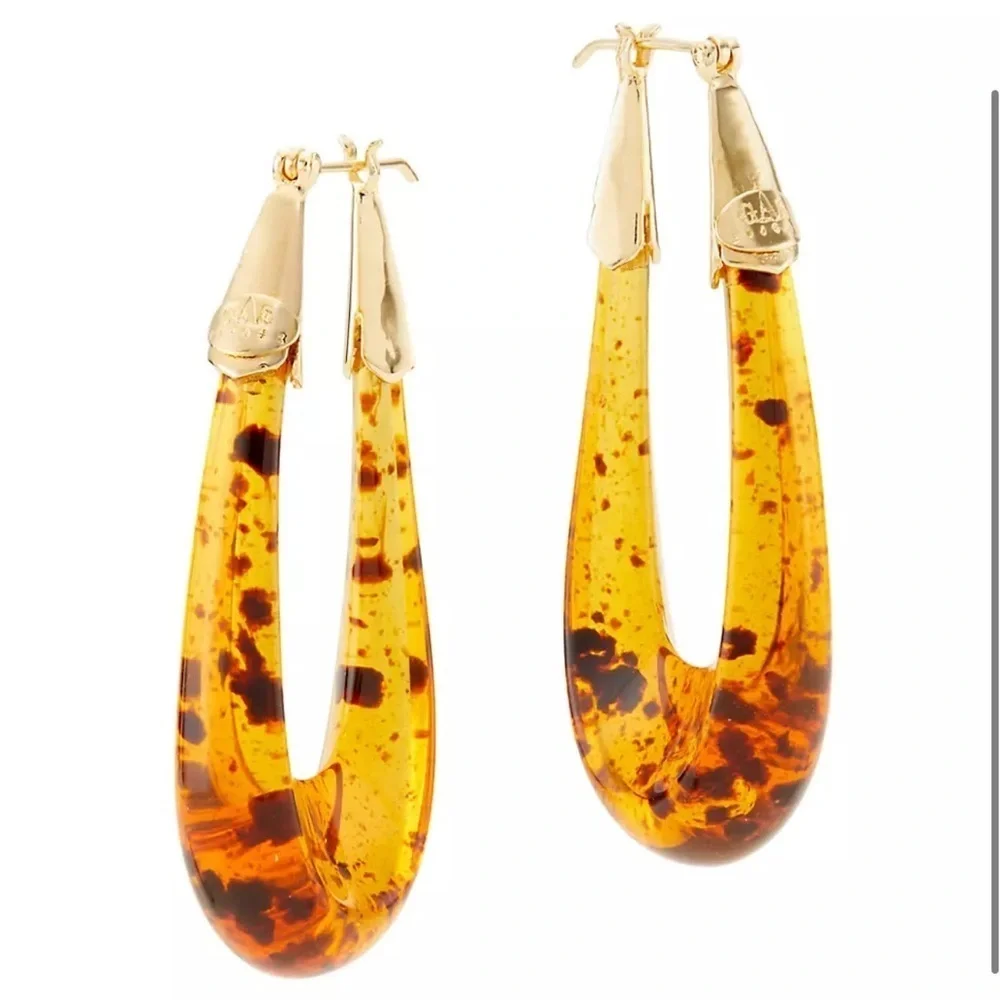 🆕Authentic Gas Bijoux Ecume 24K Gold Plated & Acetate Elongated Gold Earrings
